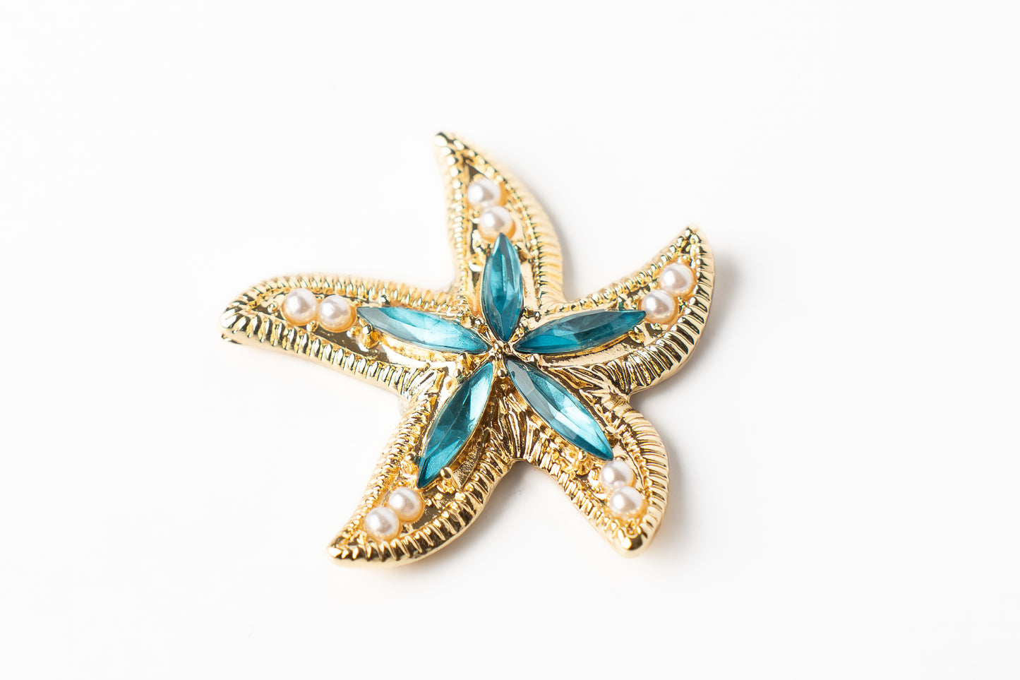 Marcador de Bola de Golf "Estrella de Mar Dorado y Azul"