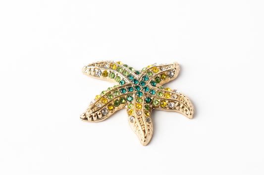 Marcador de Bola de Golf "Estrella de Mar Dorado y Colores"